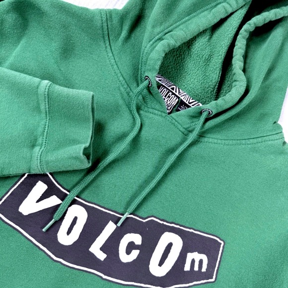 Vtg Y2K Volcom Mens Hoodie Sweatshirt Size Large L/G Green Graphic Pullover 00s